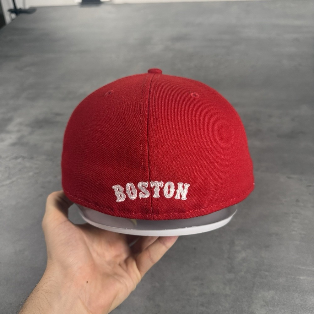 Hat Club Boston Red Sox New Era Cap Red Pink White 7 5/8 WS Side Patch‎ Fitted - Picture 5 of 7
